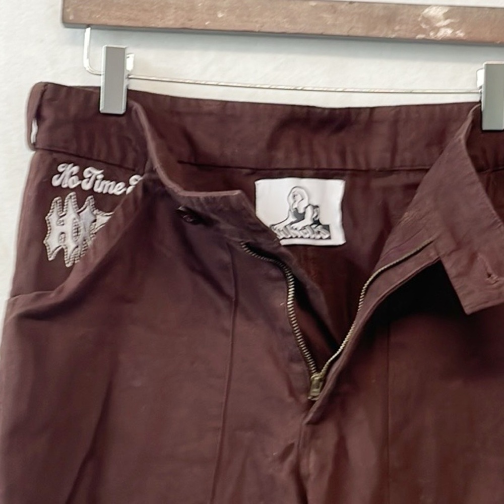 Jungles Jungles Mens Sz 30 Grazie Cotton Pants Brown Embroidered Relaxed - Picture 2 of 13